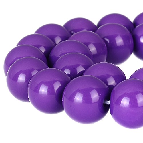 RUBYCA Round Opaque Painted Druk Czech Glass Beads Bulk Jewelry Making Supplies Strand (Purple, 4mm) - color: Dark Purple, size: 4mm