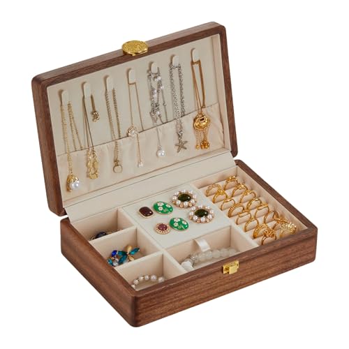 Travel Jewelry Case Small Wood Jewelry Organizer Jewelry Box for Women (Single Nut-Brown A) - color: Single Nut-Brown A