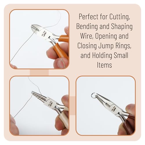 Mr. Pen- Pliers for Jewelry Making, 3 Pack, Chain Nose, Round Nose Pliers Set and Wire Cutter for Beading, Wire Wrapping, Jump Rings, Jewelry Repair, Crafting, DIY - color: Autumn