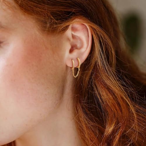 4Pcs Gold Earrings Connector Chains Set for Women, Convertible Dangle Chain for Double Piercings 50mm - color: style E