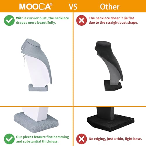 MOOCA Small Linen Covered Wood Jewelry Display Necklace Chain Jewelry Bust Display Holder Stand, Necklaces Mannequin, 7 1/4 in Height, Dim Gray Linen - color: 9) Dim Gray Linen, 1 piece