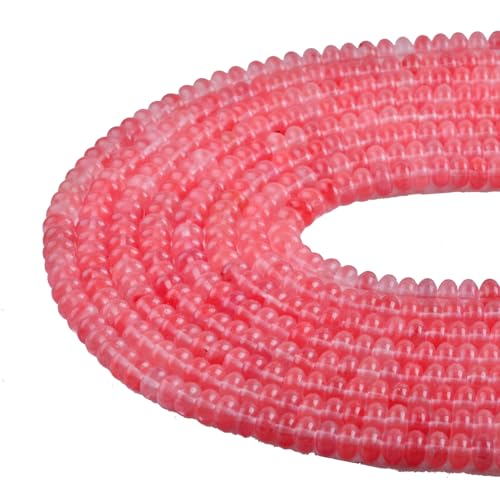 Rondelle Beads for Jewelry Making 5x8mm Natural Stone Beads 1 Strand 15.5inch Lentil Spacer Beads Rondelle Gemstone Bead Semi-Precious Stone Bead for Bracelet Necklace Crafts Watermelon - color: Watermelon Red