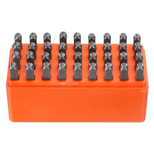 HARFINGTON 36pcs Metal Stamping Kit 5/32" (4mm) Steel Uppercase Letter and Number Punch Set (A-Z / 0-8 / "&" Symbol) Punch Press Tool with Case for Imprinting Metal Plastic Wood Leather - size: 5/32"
