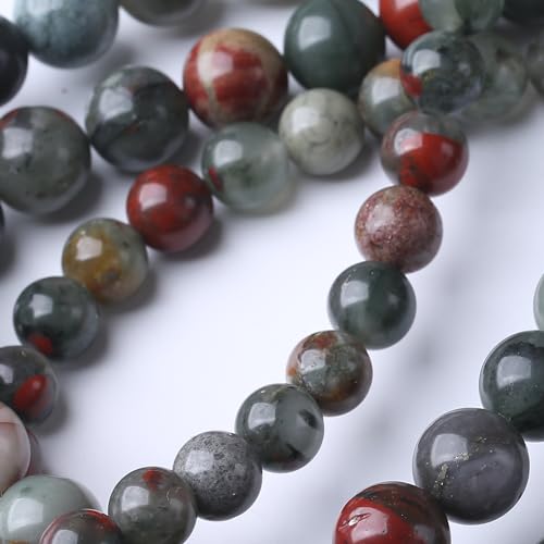 African Bloodstone Stone Beads for Jewelry Making DIY Bracelet Necklace Jewelry Making 1 Strand 15.5inch 45PCS 8MM - color: African Bloodstone Stone, size: 8MM