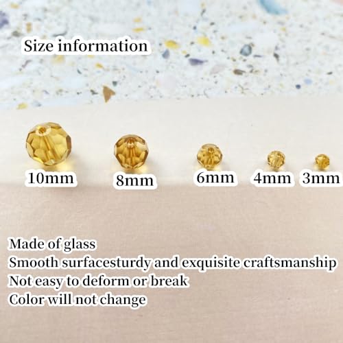 Crystal Glass Beads 100 Pieces 8mm Round Faceted Glass Spacer Beads for Jewelry Making Bracelet Earring Necklace DIY Craft Supplies(Champagne) - color: Champagne, size: 8mm