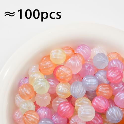 16mm Acrylic Beads 100pcs Cute Colors Spacer Beads Loose Beads for DIY Crafting Necklace Bracelet Jewelry Making Keychain (Pink&Purple) - color: pink&purple