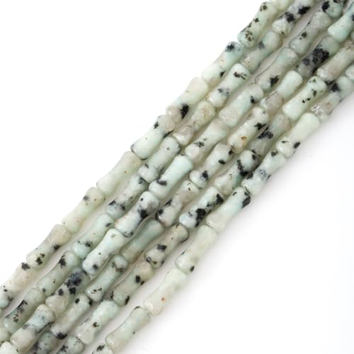 5x12mm Natural Kiwi Jasper Stone Bamboo Shape Gem Healing Energy Loose Spacer Beads for DIY Necklace Bracelet Earring - color: Kiwi Jasper