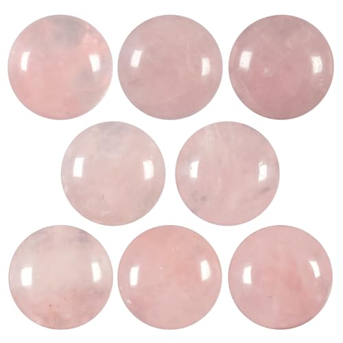 moonsix 10PCS Round Rose Quartz Cabochons Flatback CAB Gemstone Beads Crystal Flat Stone for DIY Craft Jewelry Making, 16mm - color: pink, size: 16mm