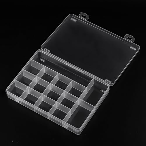 SUTOKAKA 1Pc 15 Grids Plastic Organizer Storage Box for Jewelry Small Components Fixed Dividers Bead Container Tools Holder Case for DIY Nail Crafts Beading Art Supplies - size: 15