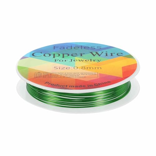 HARFINGTON 8ft Jewelry Wire, 20 Gauge (0.8mm) Brass Craft Soft Metal Tarnish Resistant Copper Beading Wire for Jewelry Making Supplies Crafting, Green - color: Green, size: 20 Gauge x 8ft