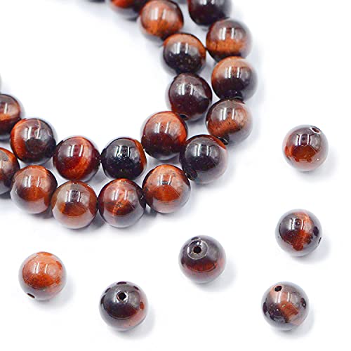 AD Beads Natural Gemstone Round Loose Beads 15" for Bracelet Necklace Earrings Jwelery Making Crafts DIY (4mm, Red Tiger Eye) - color: Red Tiger Eye, size: 4mm