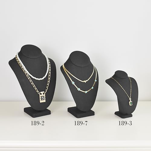 MOOCA Small Linen Covered Wood Jewelry Display Necklace Chain Jewelry Bust Display Holder Stand, Necklaces Mannequin, 7 1/4 in Height, Black Linen - color: 8) Black Linen, 1 piece