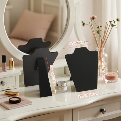 KUKUVR 2Pcs Black Velvet Necklace Bust Display Stand, Jewelry Pendants Chain Holder Stand, Necklace Display Board for Retail Vendor Booth & Selling (Small 8.8 * 6.7inch) - size: Small 8.8*6.7inch