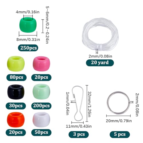 SUNNYCLUE DIY 8 Sets Pony Beads Kit - 8mm St Patrick's Day Green Plastic Beads - Keychain Making Kit - color: 8mm Pony Beads Kit St Patrick Day Themed