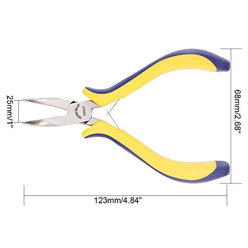 BENECREAT 5 Inch Bent Nose Pliers with Comfort Rubber Grip For Jewelry Making, Handcraft Making