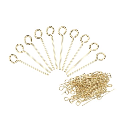 PATIKIL 200Pcs 304 Stainless Steel Jewelry Eye Pins 15mm 22 Gauge Gold Open Eye Pins for Jewelry Making DIY Craft Necklaces Bracelets Earrings - color: Gold, size: 15mm