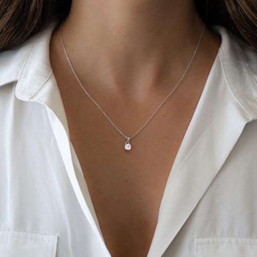 Mothers Day Gifts - Dainty Silver Gold Necklaces for Women Cute Station Choker Simulated Diamond Necklace Simple Layering CZ Necklace Trendy Jewelry Gifts - color: Silver, style: Square
