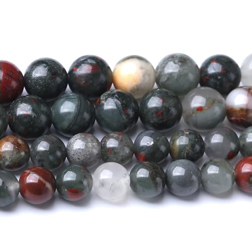 African Bloodstone Stone Beads for Jewelry Making DIY Bracelet Necklace Jewelry Making 1 Strand 15.5inch 60PCS 6MM - color: African Bloodstone Stone, size: 6mm