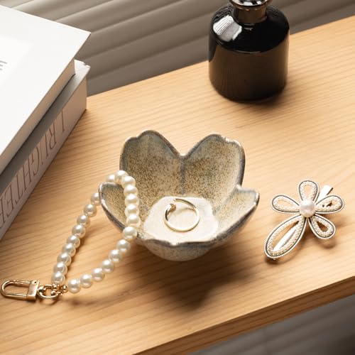 Floral Vanity Tray - Ceramic Jewelry Organizer Dish for Rings Necklaces Wedding Gift Idea(camel) - color: camel