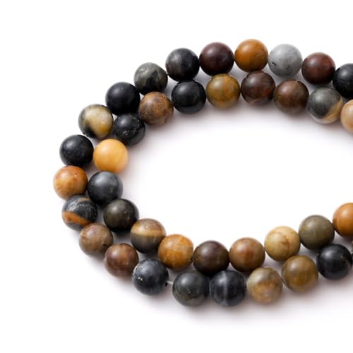 6mm 60pcs DIY Natural Petrified Wood Stone Beads Round Healing Crystal Gemstone Loose Beads for Jewelry Making Handmade Bracelet Necklace - color: Petrified Wood, size: 6mm