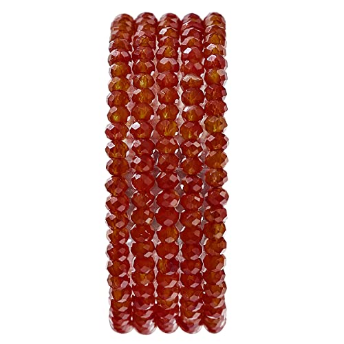 BEADIA Natural Red Agate Beads 4x2mm 120pcs Faceted Rondelle Loose Semi Gemstone Beads for Jewelry Making Design - color: Red Agate