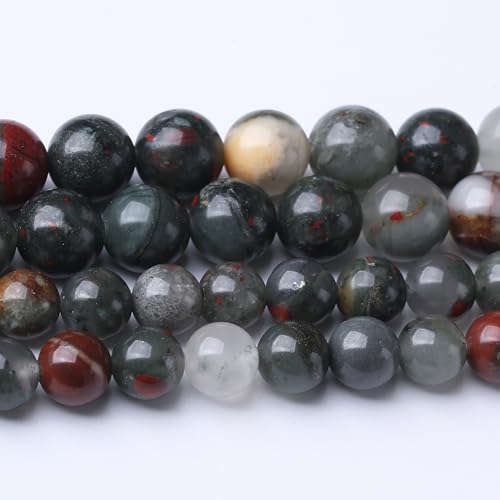 African Bloodstone Stone Beads for Jewelry Making DIY Bracelet Necklace Jewelry Making 1 Strand 15.5inch 31PCS 12MM - color: African Bloodstone Stone, size: 12MM