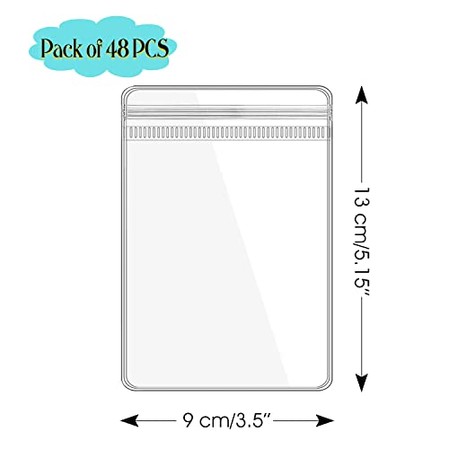 Jewelry Pouch Clear Self Seal Plastic Zipper Bags for Necklace Bracelet Packing Storage Transparent PVC Lock Pouches, Pack of 48 - color: 48 pcs large bags,9*13 cm