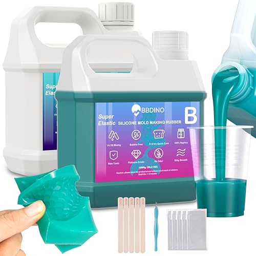 BBDINO Super Elastic Silicone Mold Making Kit 70.56 Oz, Liquid Silicone for Mold Making, Silicon Rubber for Molds Maker 1:1 by Volume Ideal for Casting with Resins | Plaster | Candle | Soap etc. - color: 70.6 Oz Jade Green