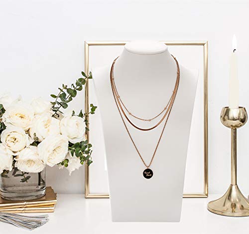 Polmart H2 Necklace Display Bust (White Leatherette, 10”H) - color: White Leatherette, size: 10"h