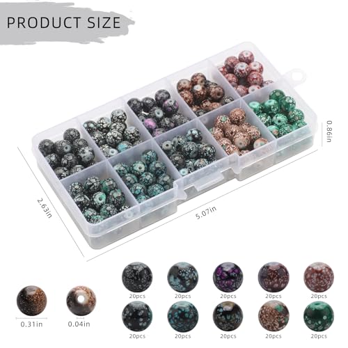 200pcs 8mm Crystal Beads for Jewelry Making Adults, 10 Colors Bracelet Beads Gypsy Polka Dot Round Glass Beads for DIY Bracelets Earrings Necklaces Crafts - color: Style 3