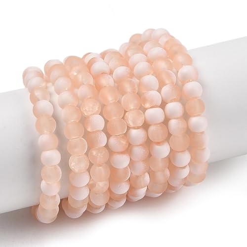 KISSITTY 50pcs Matte Beads Gradient Color Glass Frosted Crystal 6mm Rondelle Light Salmon Bead Center Drilled Loose Craft Beads for Jewelry Making Earring Bracelet Necklace DIY Crafts - color: Light Salmon