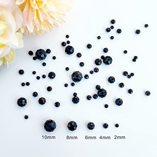 1000pcs 2-10mm Black Rondelle Crystal Glass Beads Faceted Shape Briolette Glass Beads Round Spacer Beads for Bracelet Necklace Jewelry Making (2mm 4mm 6mm 8mm 10mm) - color: Black