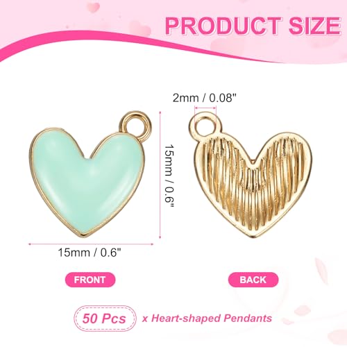 MECCANIXITY Enamel Alloy Heart Charm, Valentine Heart Pendants Love Jewelry Making Charm for DIY Necklace Bracelet Earrings Keychain - color: Sky Blue