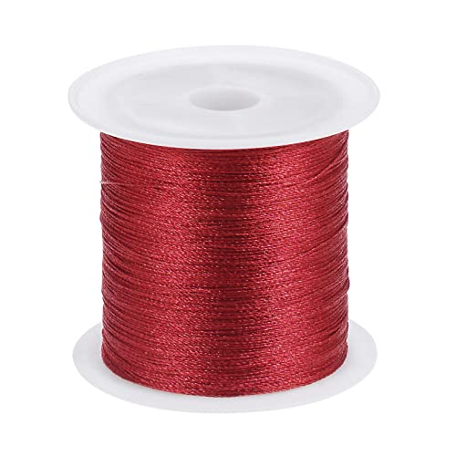 HARFINGTON 0.2mm Nylon Cord Satin Silk Trim Beading String Chinese Knotting Cord Hand Knitting String Bracelet Thread for Bracelets, Beading, DIY Making, Ornaments, Red, 328ft - color: Red