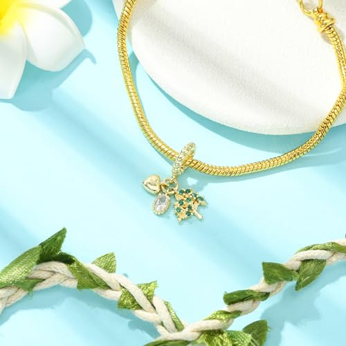 Charms for Jewelry Making Real 18K Gold Plated Dangle Charms Large Hole European Brass Pendant for Bracelet Necklace Women Gift - style: Tree of Life