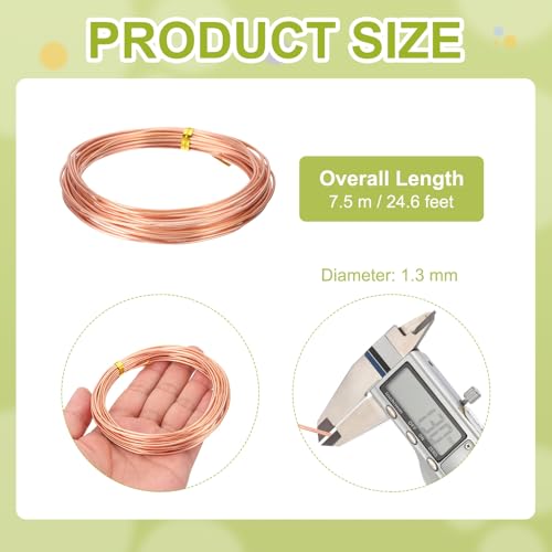 PATIKIL 99.9% Pure Copper Wire for Jewelry Making, 16 Gauge (1.3mm) Copper Craft Wire 24.6 Feet Beading Jewelry Making Supplies for Crafting Wreath Electroculture Gardening - size: 16 Gauge x 24.6 Feet