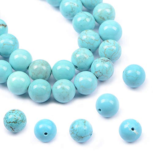 AD Beads Natural Gemstone Round Loose Beads 15" for Bracelet Necklace Earrings Jwelery Making Crafts DIY (4mm, Blue Turquoise) - color: Blue Turquoise, size: 4mm