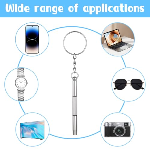12 Pcs 3 in 1 Eyeglass Sunglass Tightener Tool Set with Keychain for Eyeglasses Glasses Screwdriver Eye Glass Repairing Kit Alloy Tool for Eyeglasses Frame Watch Jewelry Cleaning Repair