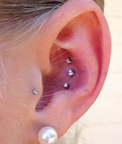 QWALIT Piercing Taper Threadless Insertion Tool - Titanium Labret Pin 16g, 18g, 20g - color: E4 - Gold Mix Pin 18g 6mm/8mm