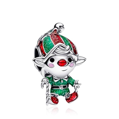 925 Sterling Silver Charms for Bracelets Gold Love and Heart Charms Cherry Blossom Dangle Beads Jewelry for Women - color: Christmas Elf
