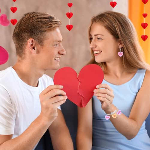 Augshy 64 Pcs Valentine Heart Charms Conversation Heart Resin Charms Conversation Heart Beads Flat Heart Pendant for Valentine's Day DIY Craft Bracelet Necklace Jewelry Making - style: Valentine Style