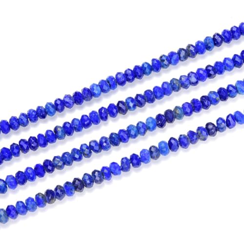 Adabele 15 Inch Natural Blue Lapis Lazuli Healing Gemstone 4mm x 3mm Tiny Small Faceted Round Rondelle Loose Beads Stone Spacer (120-130pcs) for Craft Jewelry Making GK-B7 - color: Lapis Lazuli, size: 4mm x 3mm - 15 inch/1 strand