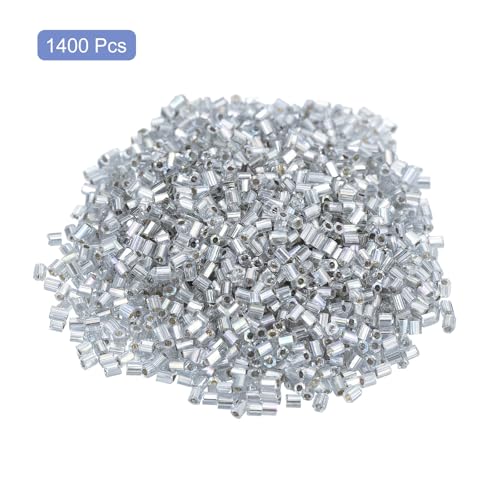 uxcell 1400Pcs Glass Bugle Beads, 1.9x1.5mm Tube Mini Loose Glass Seed Spacer Bead for DIY Earrings Necklaces Bracelets Jewelry Making (Gray Blue) - color: Gray Blue, size: 1.9x1.5mm