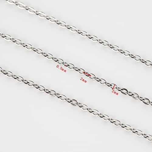 UMAOKANG 65 Feet Silver Jewelry Chains for Jewelry Making Flat Cable Chain Link Spool DIY Craft Earring Bracelet Necklace Chain Bulk with Lobster Clasps Jump Rings Pinch Clip Clasp - color: Steel Cross