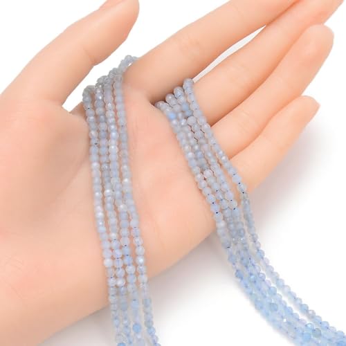 Adabele 15 Inch Natural Blue Aquamarine Healing Gemstone 3mm (0.12 Inch) Tiny Small Faceted Round Loose Beads Stone Spacer (110-120pcs) for Craft Jewelry Making GK3-8 - color: Blue Aquamarine, size: 3mm (0.12") - 15 inch/1 strand