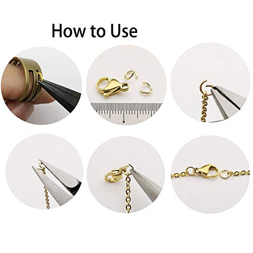 300 pcs Gold Plated Stainless Steel Split Rings Jump Rings Connector Rings for Jewelry Making Necklaces Bracelet Earrings Keychain DIY Craft (13297-Gold, 4mm) - size: 4mm