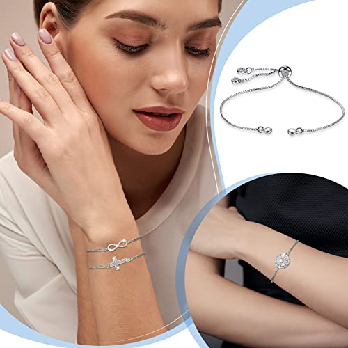 Sureio 10 Pieces Adjustable Slider Bracelet for Jewelry Making Bracelet Chains for DIY Jewelry Making Findings Extender Chains with Rhinestones Ends for Women (Silver and Gold) - color: Silver and Gold