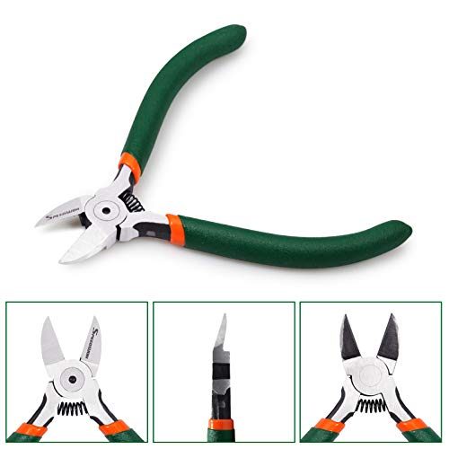 SPEEDWOX Mini Flush Cutters 4.5 Inch Wire Flush Cutters Side Cutters with Spring Functional Precision Tools for Cutting Electronics Wires Jewelry DIY and Handmade - size: 4.5"