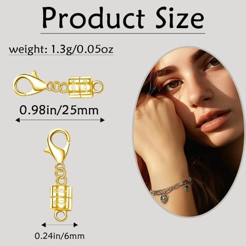 925 Silver Magnetic Necklace Clasp with Lobster Clasp,Magnetic Necklace Clasps and Closures for Bracelet Necklace Extender (5golden+5silvery) - color: 5golden+5silvery