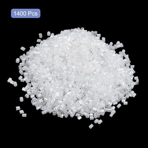 uxcell 1400Pcs Glass Bugle Beads, 1.9x1.5mm Tube Mini Loose Glass Seed Spacer Bead for DIY Earrings Necklaces Bracelets Jewelry Making (Cream White) - color: Cream White, size: 1.9x1.5mm